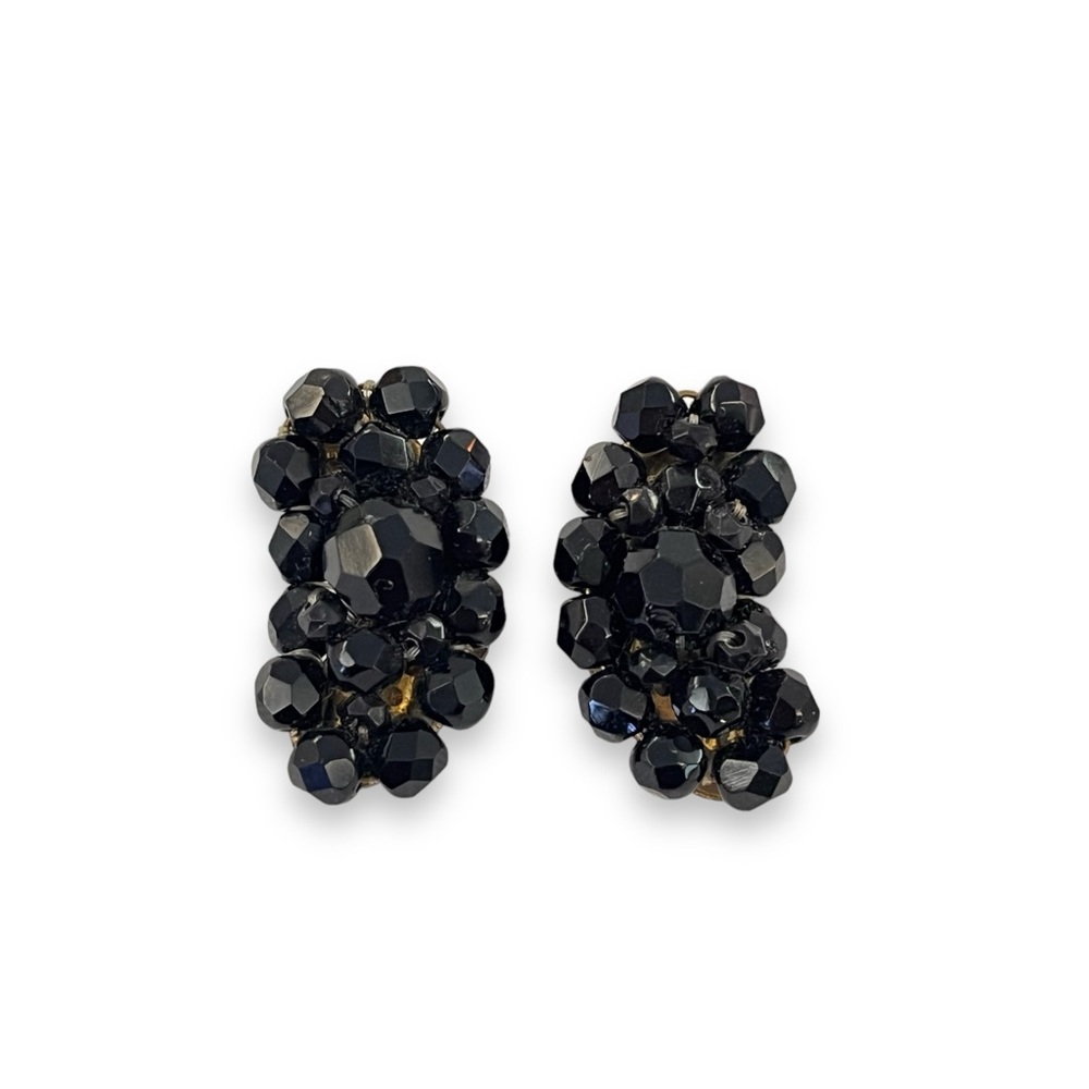 Vintage West Germany Black Beaded Earring and Necklace Set - Picture 2 of 4